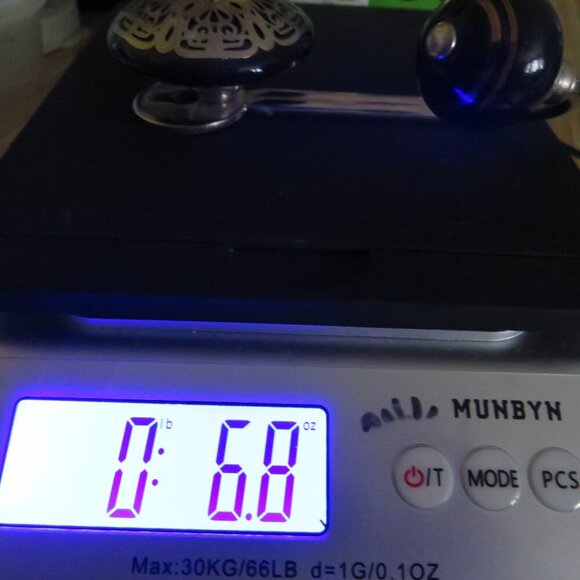 Metal wall hook with Black knobs Gold strip and metal filigree - Picture 5 of 6